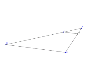 I figuren er en trekant ABC. Punktene D og E ligger henholdsvis på sidene AB og AC.